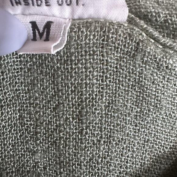 VTG CP SHADES Shirt Rayon Flax Linen M Sage Button Front Natural Earthy Coastal - Picture 5 of 8
